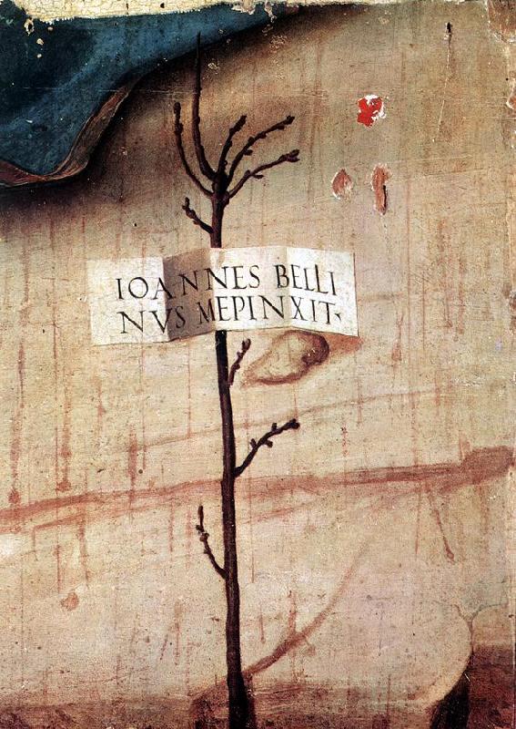BELLINI, Giovanni Small Tree with Inscription (fragment) Sweden oil painting art